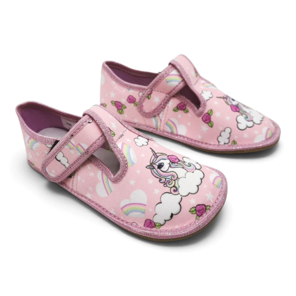 Ef Barefoot papuče 395 Pink Unicorn Dětské sandále Renbut 13-106A