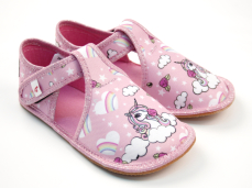 Ef barefoot dívčí bačkory 385 Pink Unicorn
