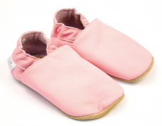 Kožené capáčky baBice barefoot - Pink