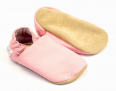 Kožené capáčky baBice barefoot - Pink